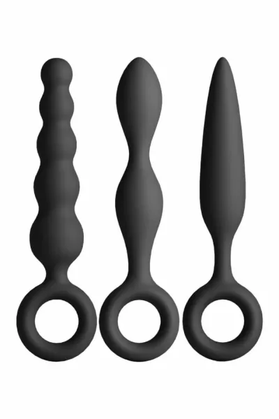 Sada análních kolíků Renegade Trio Kit s kroužky na prst, 3 ks, silikon, černá - obrázek 2