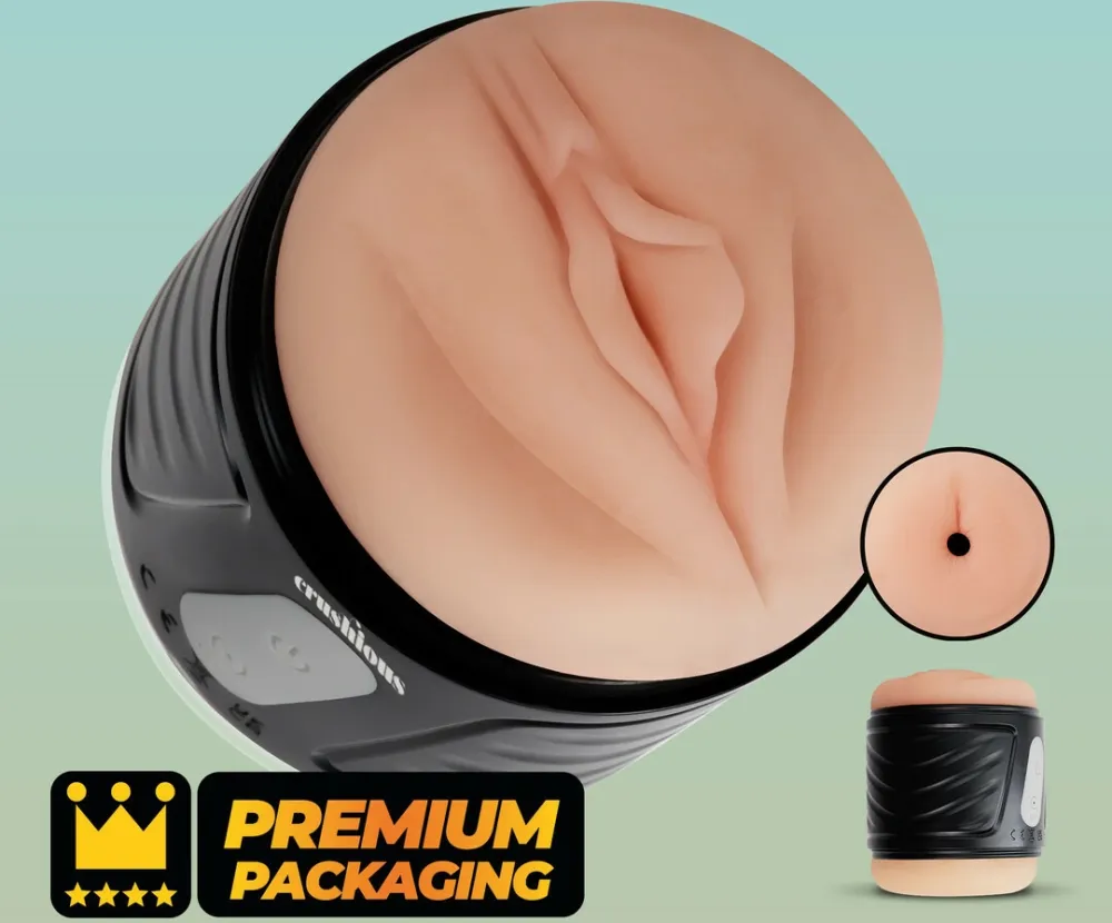 Vibrační masturbátor Crushious Dunk se dvěma vstupy, nabíjecí, černý, 11 cm - obrázek 7