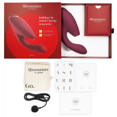 Rabbit vibrátor s tlakovým stimulátorem klitorisu Womanizer Duo 2, bordó - obrázek 12