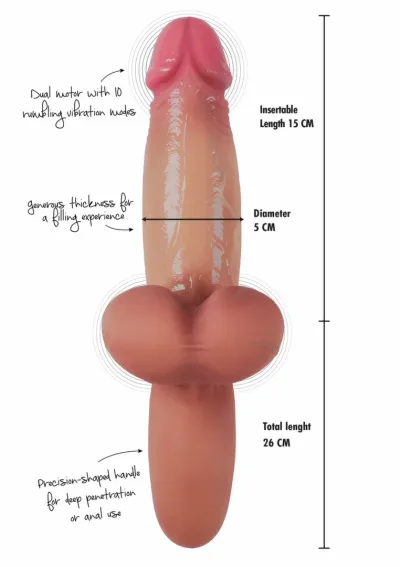 Realistický vibrátor HIDDEN DESIRE Heavy Hitter, tekutý silikon, 23 cm - obrázek 5