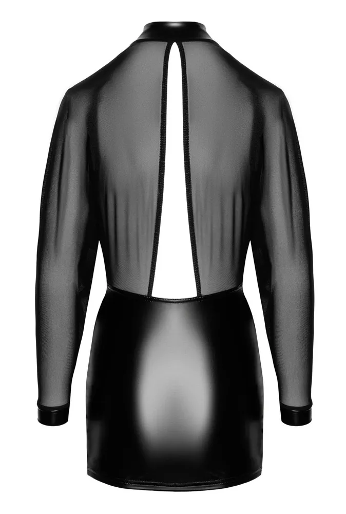 Mini šaty Noir Handmade Orgia, tyl a powerwetlook, černé, L - obrázek 7