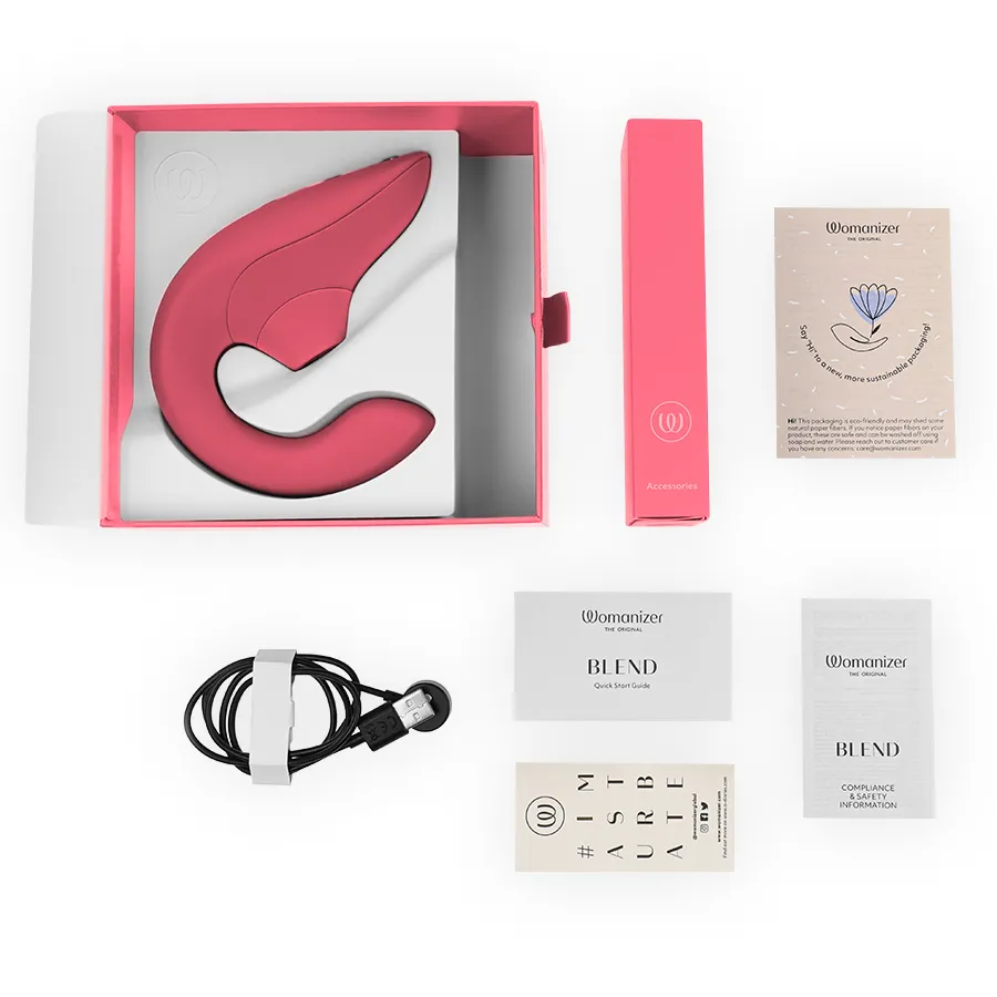 Rabbit vibrátor s tlakovým stimulátorem klitorisu Womanizer Blend, zářivě růžový (Rose) - obrázek 10