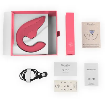 Rabbit vibrátor s tlakovým stimulátorem klitorisu Womanizer Blend, zářivě růžový (Rose) - obrázek 10