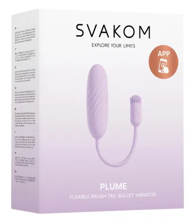 Vibrační vajíčko Svakom Plume s ohebným štětečkem, ovládání aplikací, šeříkové