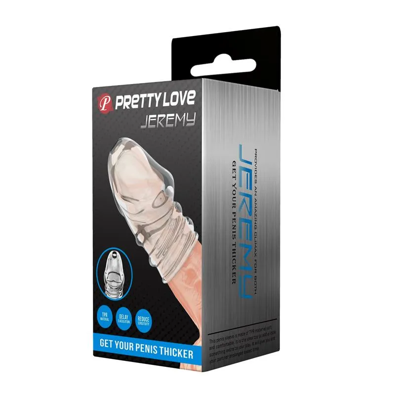 Zesilující návlek na penis Pretty Love Jeremy, průhledný - obrázek 11