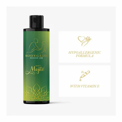 Masážní a lubrikační olej BodyGliss Minty Mojito, na silikonové bázi, 150 ml - obrázek 7