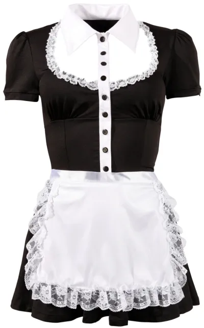 Kostým služebné Cottelli Collection, černobílé šaty se zástěrou, XL - obrázek 6