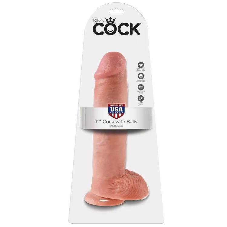 Realistické dildo King Cock s varlaty a přísavkou, 28 cm, tělové - obrázek 2