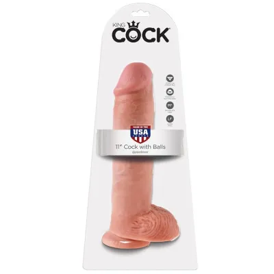 Realistické dildo King Cock s varlaty a přísavkou, 28 cm, tělové - obrázek 2