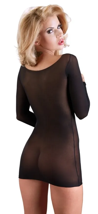 Průsvitné nylonové minišaty Cottelli Collection se zlatým švem, S-L - obrázek 4