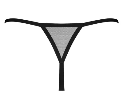 Průsvitná tanga Obsessive Novenes s otevřeným rozkrokem, černá, XL/2XL - obrázek 5