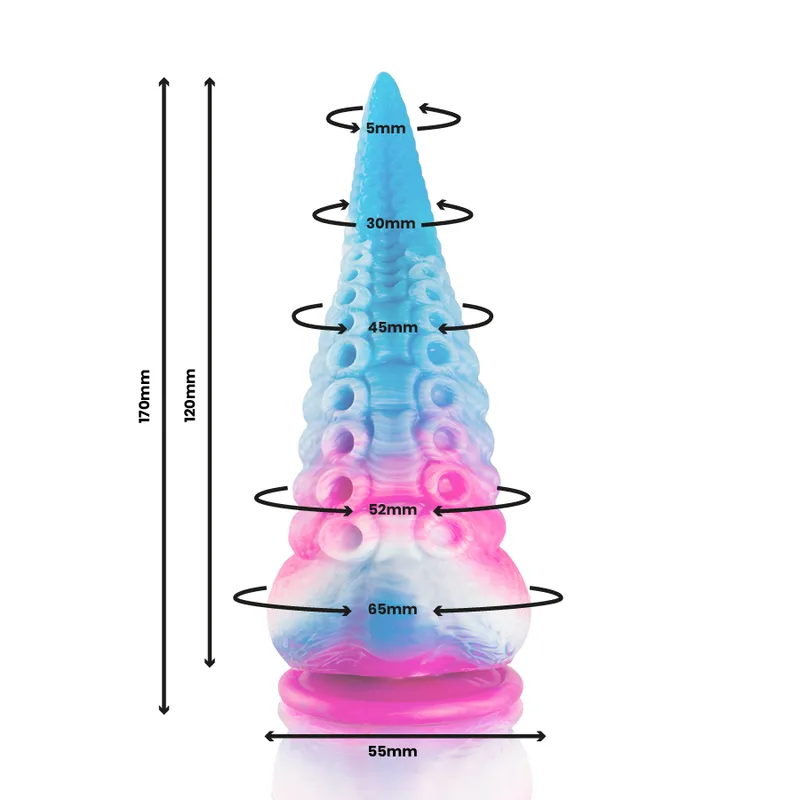 Silikonové dildo chapadlo EPIC Phorcys, malé, 17 cm, modré - obrázek 4