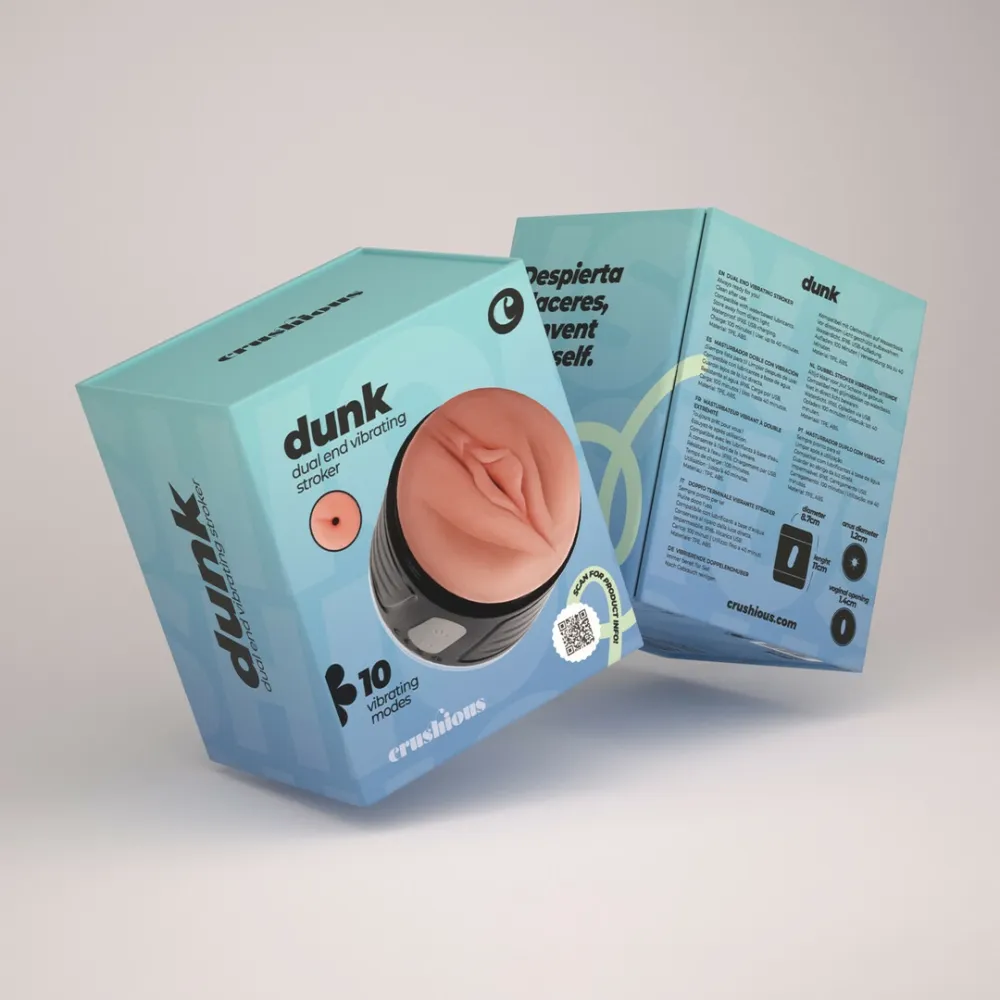 Vibrační masturbátor Crushious Dunk se dvěma vstupy, nabíjecí, černý, 11 cm - obrázek 4