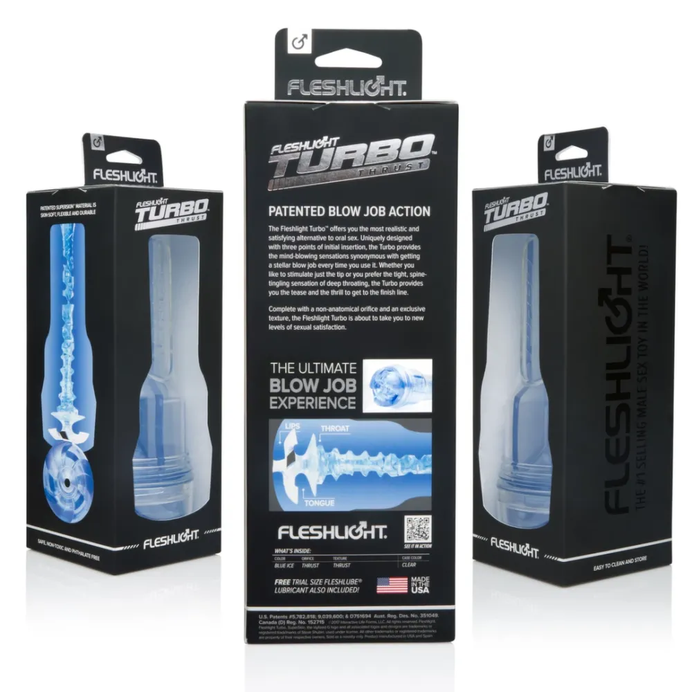 Orální masturbátor Fleshlight Turbo Thrust s trojitým vstupem, průhledný - obrázek 3