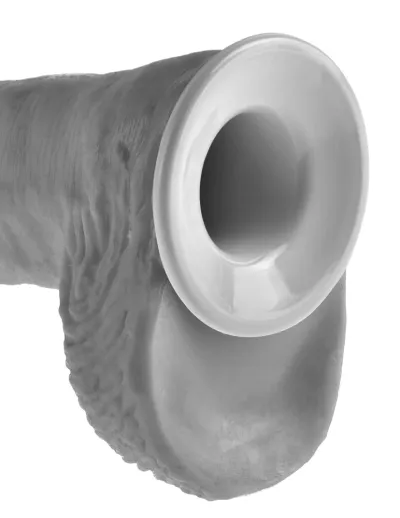 Dutý strap-on King Cock s černými ramenními popruhy, 25,5 cm, tělový - obrázek 8