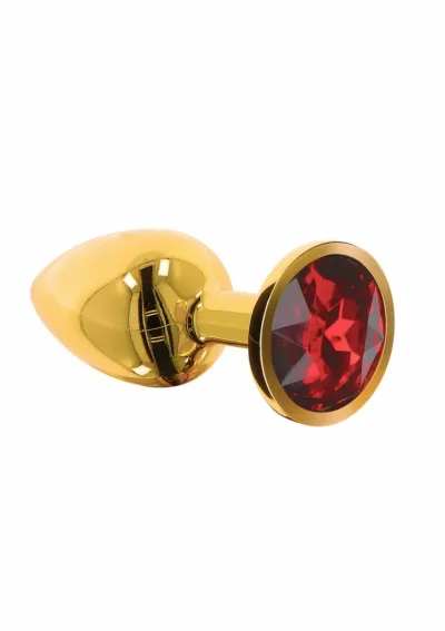 Anální kolík s kamínkem TABOOM Diamond Jewel S, zlatý hliník, červený krystal - obrázek 4