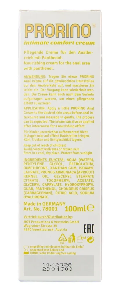 Anální krém PRORINO Intimate Comfort Cream Anal Care s panthenolem, 100 ml - obrázek 4