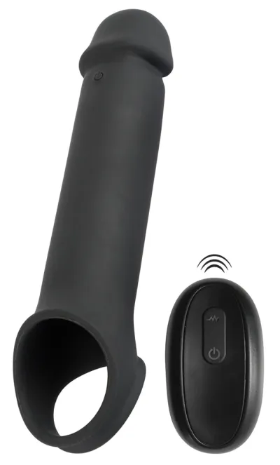 Vibrační prodlužovací návlek na penis Rebel RC, o 8 cm, dálkové ovládání, černý - obrázek 2