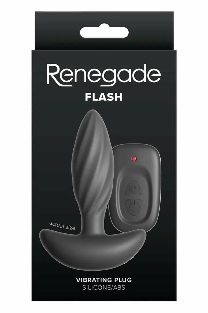 Anální vibrátor Renegade Flash s dálkovým ovládáním, nabíjecí, silikon, černý