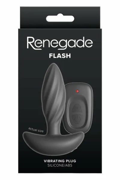 Anální vibrátor Renegade Flash s dálkovým ovládáním, nabíjecí, silikon, černý