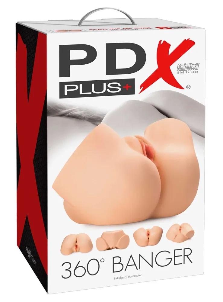 Realistické torzo PDX Plus 360 Banger, vagína a anus, světlá pleť