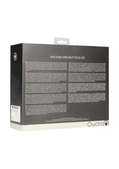 Sada análních kolíků Ouch! Apex, silikon, černá, 3 velikosti - obrázek 3