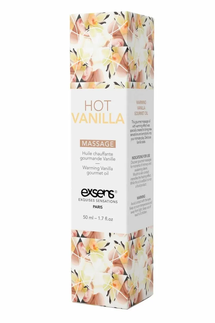 Hřejivý masážní olej EXSENS Hot Vanilla, vanilka, 50 ml