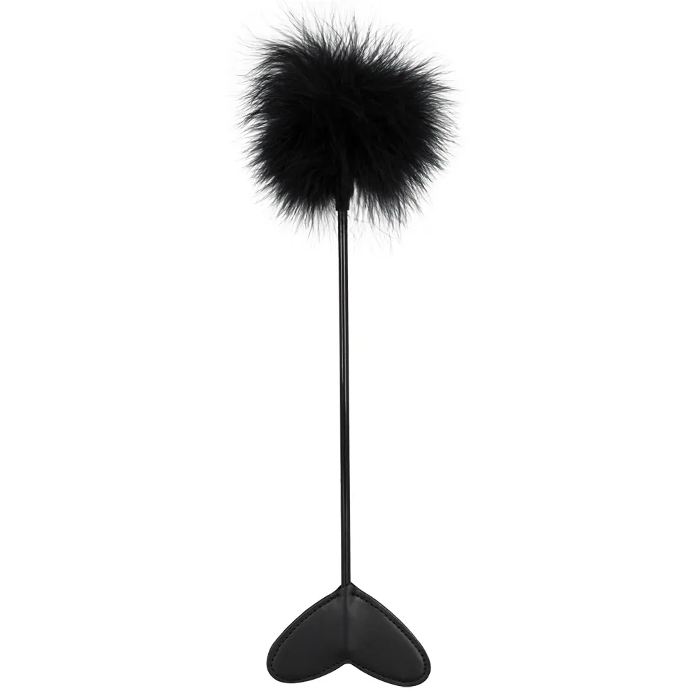 Oboustranné šimrátko You2Toys s peřím a srdíčkem z umělé kůže, černé, 25 cm - obrázek 3