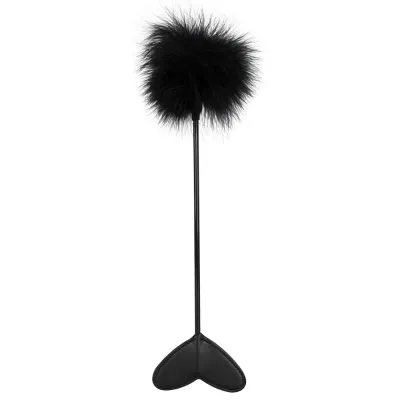 Oboustranné šimrátko You2Toys s peřím a srdíčkem z umělé kůže, černé, 25 cm - obrázek 3