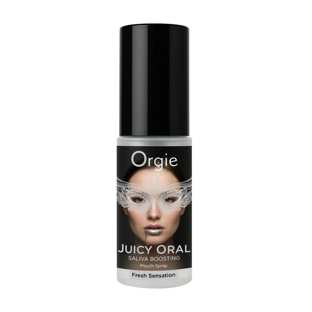 Sprej do úst pro orální sex Orgie Juicy Oral, podpora tvorby slin, máta, 15 ml