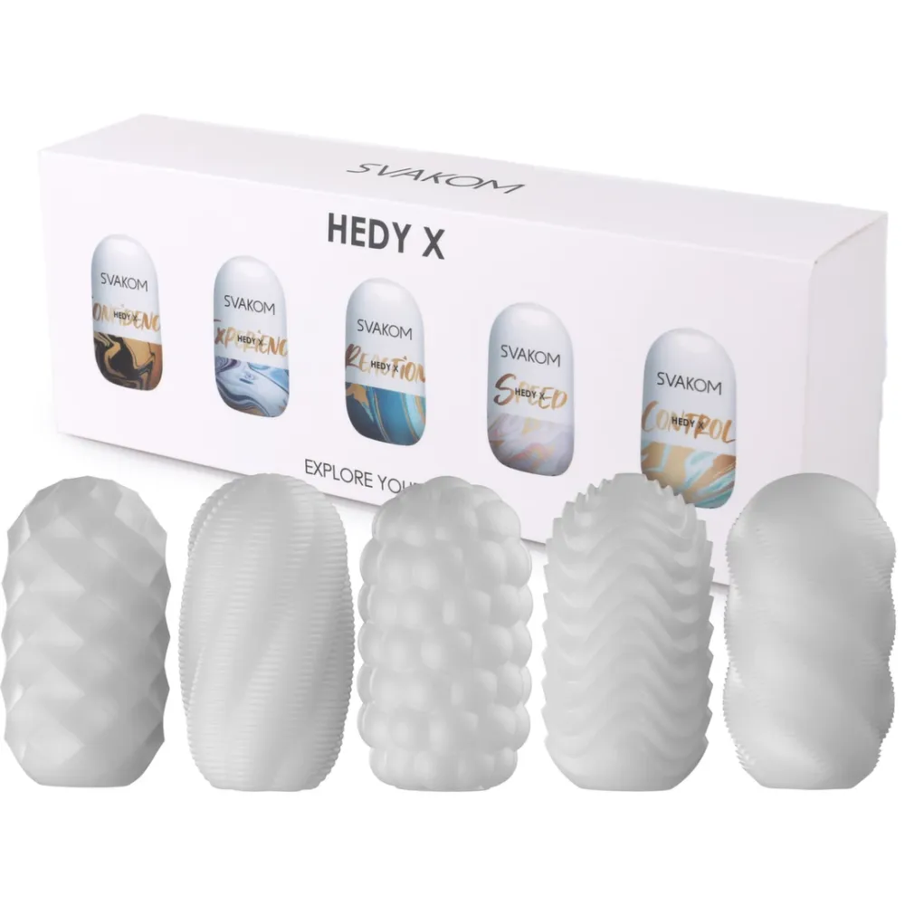 Sada masturbátorů Svakom Hedy X, 5 ks s různými strukturami, TPE, 99 mm - obrázek 4