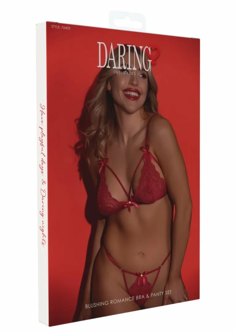 Krajkový komplet podprsenky a kalhotek Daring Intimates Blushing Romance, červený - obrázek 3