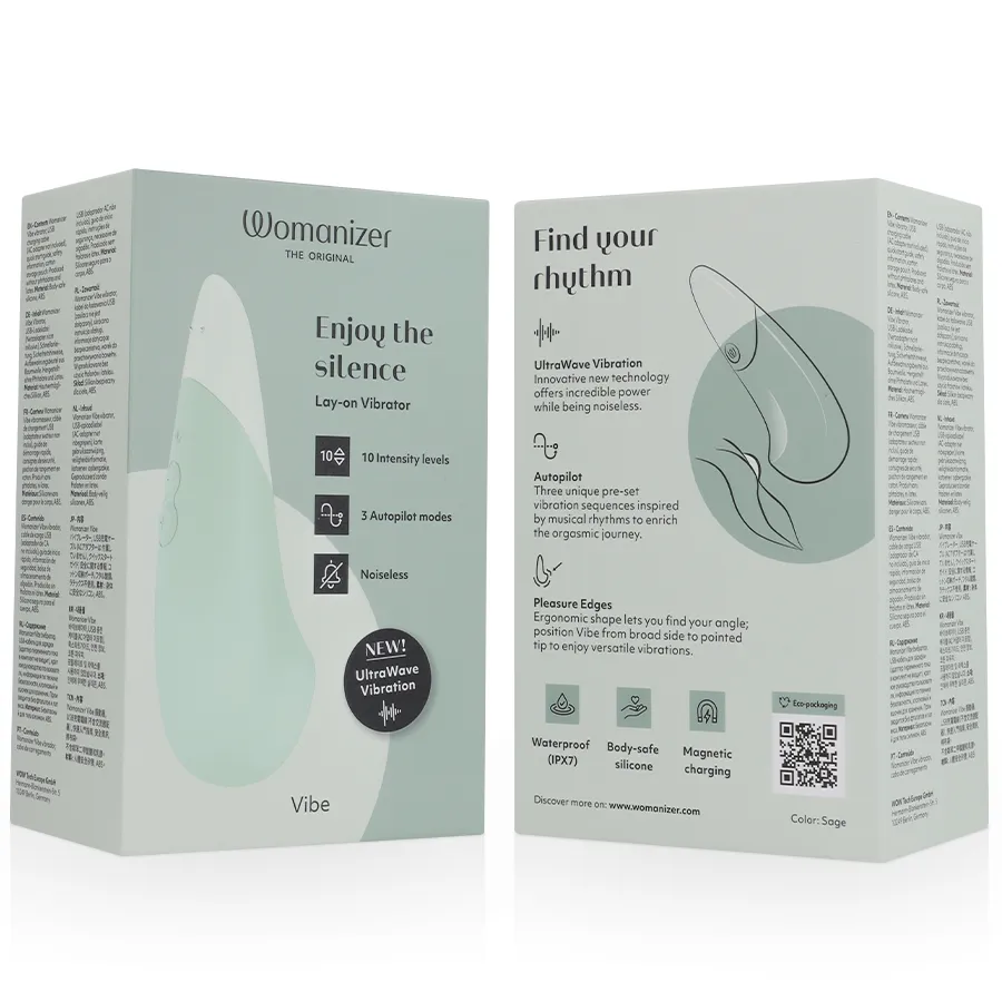 Tichý přikládací vibrátor Womanizer Vibe, šalvějově zelený - obrázek 12