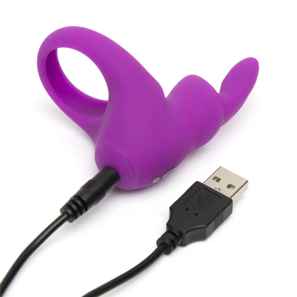 Vibrační erekční kroužek Happy Rabbit Rechargeable s dvojitými oušky, modrý - obrázek 6