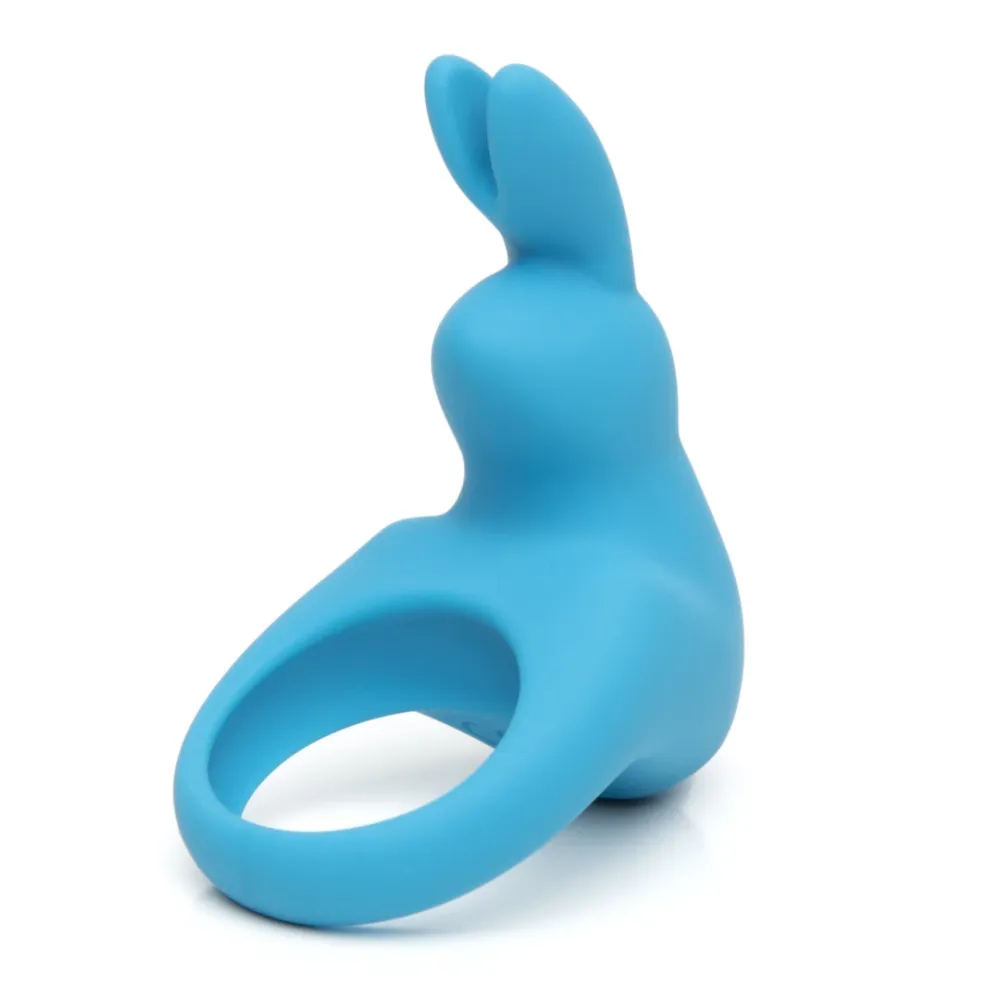 Vibrační erekční kroužek Happy Rabbit Rechargeable s dvojitými oušky, modrý
