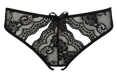 Krajkové kalhotky s otevřeným rozkrokem Cottelli Collection, černé, S - obrázek 4