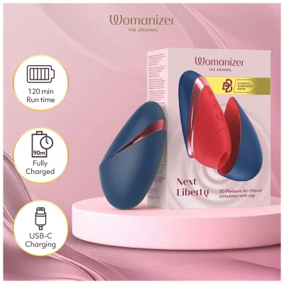 Tlakový stimulátor klitorisu Womanizer Next Liberty, modro-červený - obrázek 8