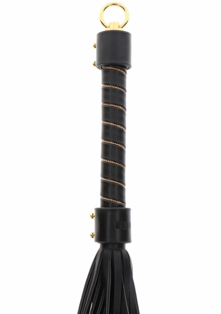 Bič TABOOM Studded Whip s cvočky z veganské umělé kůže, černozlatý - obrázek 7