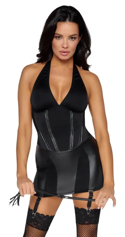 Kostým dominy Cottelli Costumes Dominatrix, šaty s mini důtkami, černý, M - obrázek 3
