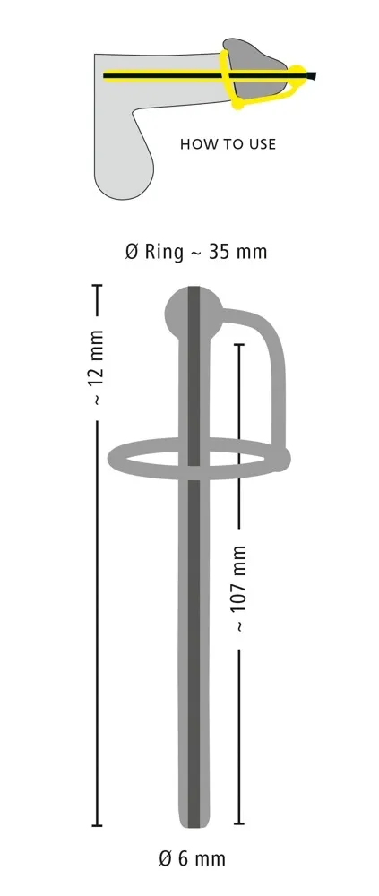 Silikonový dilatátor do močové trubice Penisplug s kroužkem na žalud, černý, 12 cm - obrázek 7