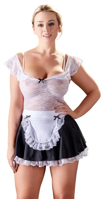 Kostým pokojské Cottelli Collection Maid, šaty s krajkou a zástěrou, M - obrázek 2