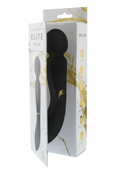 Masážní hlavice Dream Toys Elite Celine se dvěma motory, černozlatá, 22,5 cm