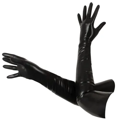 Lesklé latexové rukavice LateX po lokty, 0,35 mm, černé, L - obrázek 5