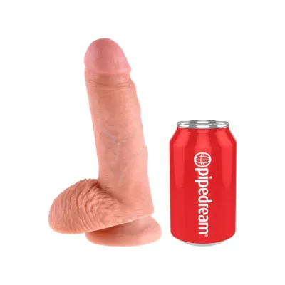 Realistické dildo King Cock s varlaty a přísavkou, 17,8 cm, tělové - obrázek 5