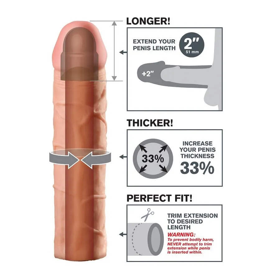 Návlek na penis Fantasy X-tensions Perfect 2″, prodloužení o 5 cm, tělový - obrázek 4