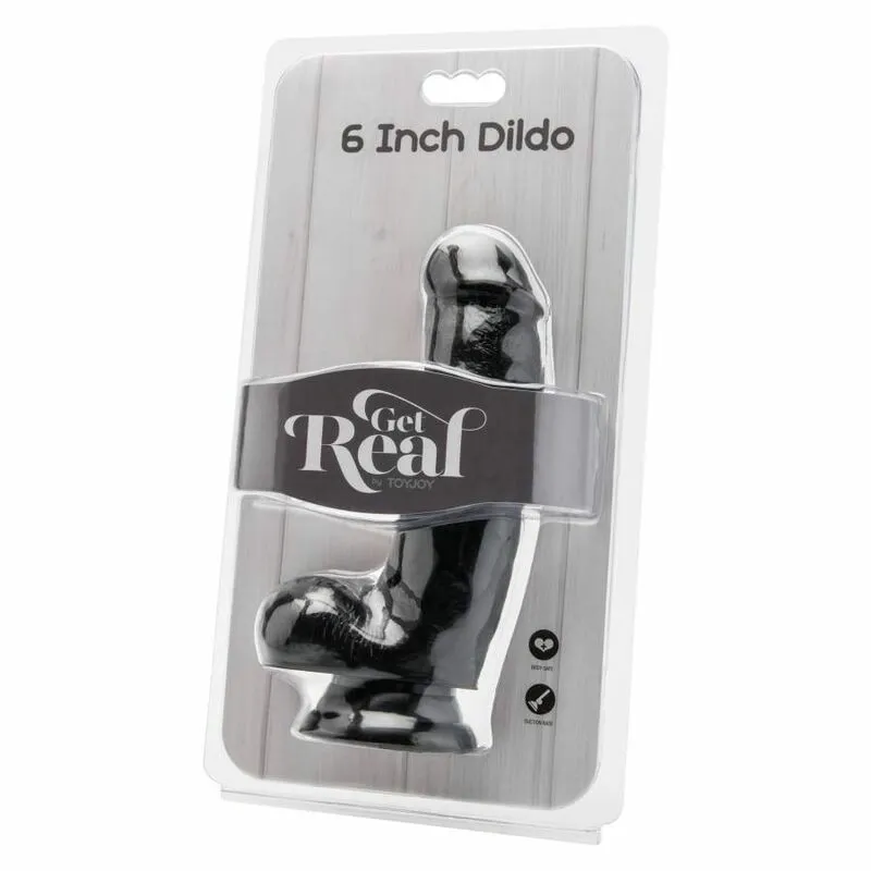Realistické dildo Get Real s varlaty, 12 cm, černé - obrázek 2