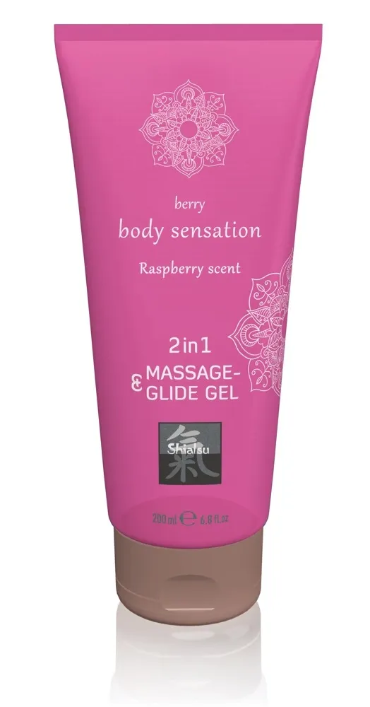 Masážní a lubrikační gel Just Glide 2v1 s vůní maliny, na vodní bázi, 200 ml