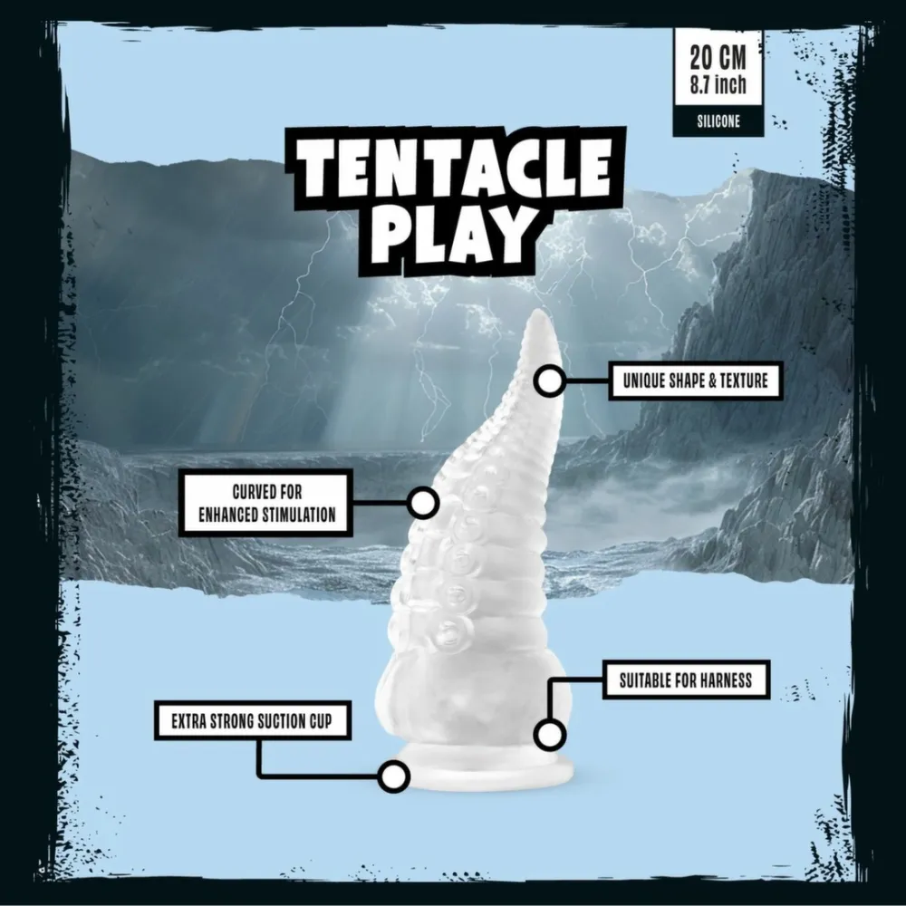 Dildo s přísavkou Mythical Mates Tentacle Play ve tvaru chapadla, průhledné, 22 cm - obrázek 5