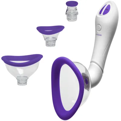 Vakuová pumpa pro ženy CalExotics Intimate Body Pump s vibracemi, 4 nástavce