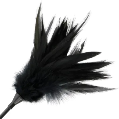 Jezdecký bičík s peřím Darkness, oboustranný, černý, 48 cm - obrázek 3
